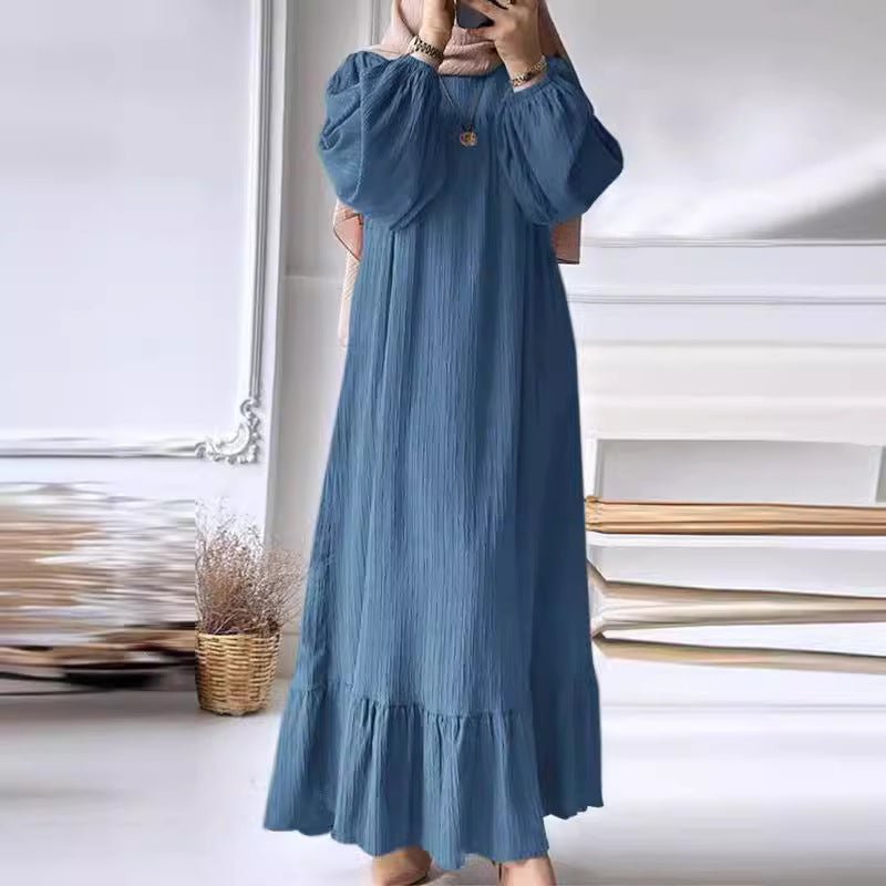 Pleated Ruffled Hem Abaya (MA112) - Mariam's Collection