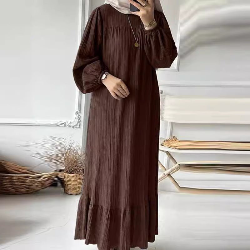 Pleated Ruffled Hem Abaya (MA112)