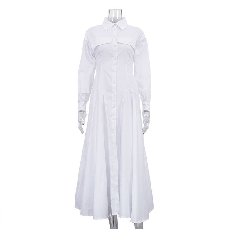Pleated White Shirt Maxi Dress(MS548) - Mariam's Collection