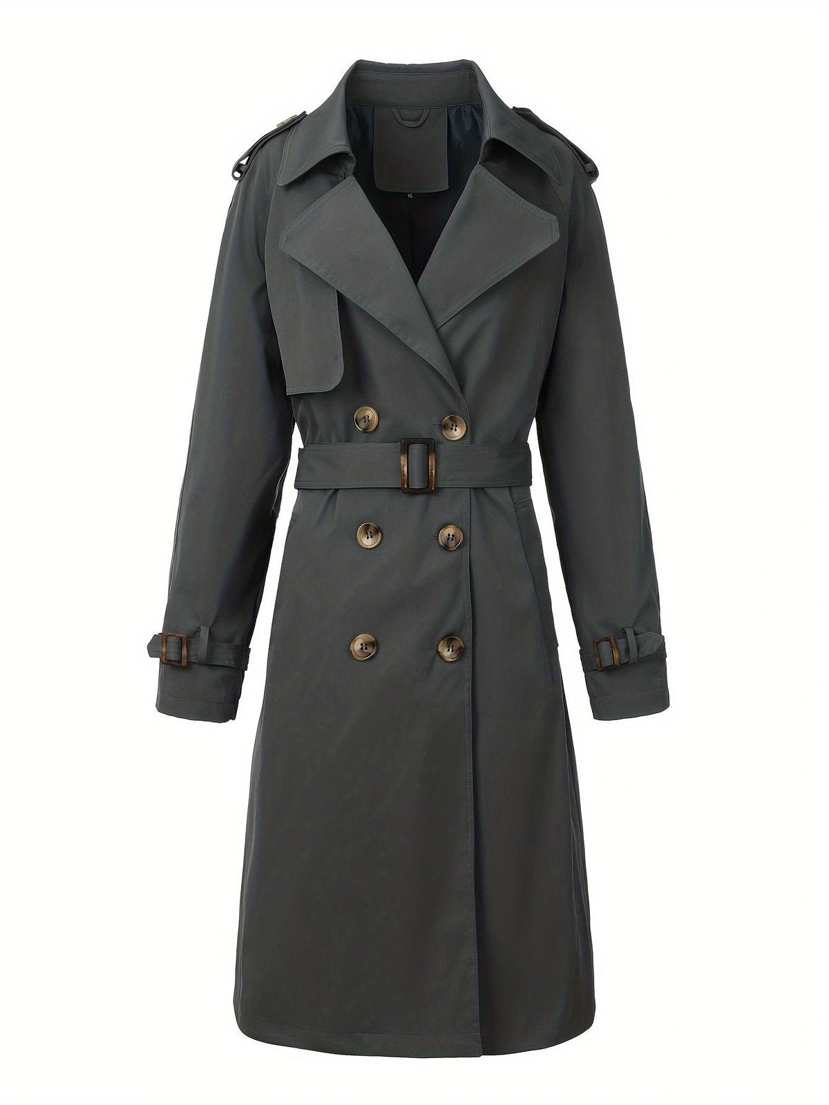 Plus-Size Double-Breasted Trench Coat(MS555) - Mariam's Collection