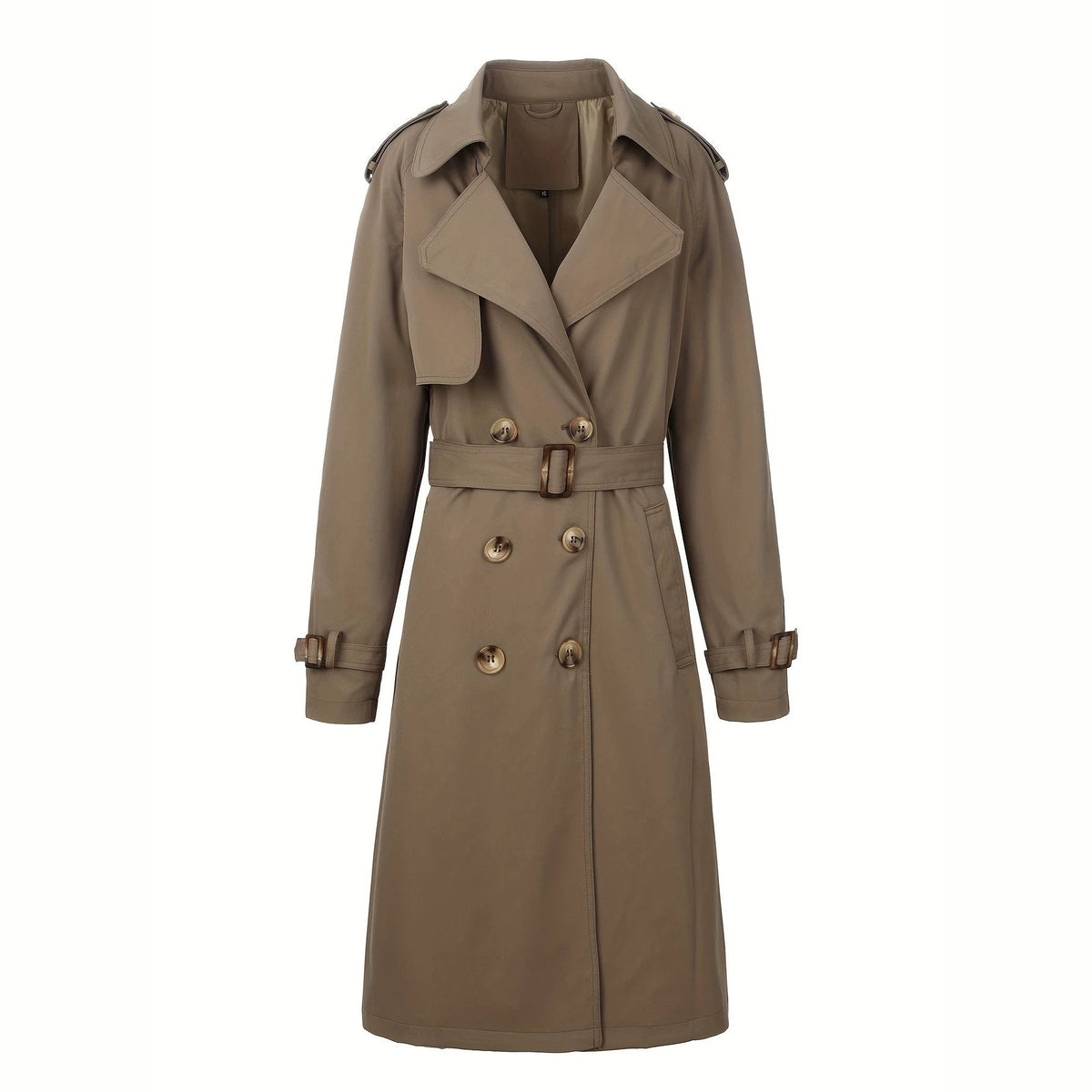 Plus-Size Double-Breasted Trench Coat(MS555) - Mariam's Collection