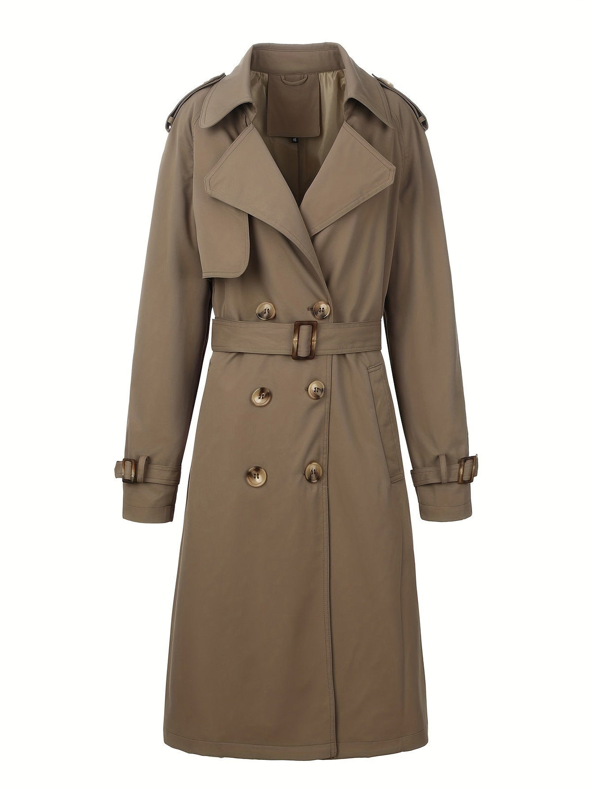 Plus-Size Double-Breasted Trench Coat(MS555) - Mariam's Collection