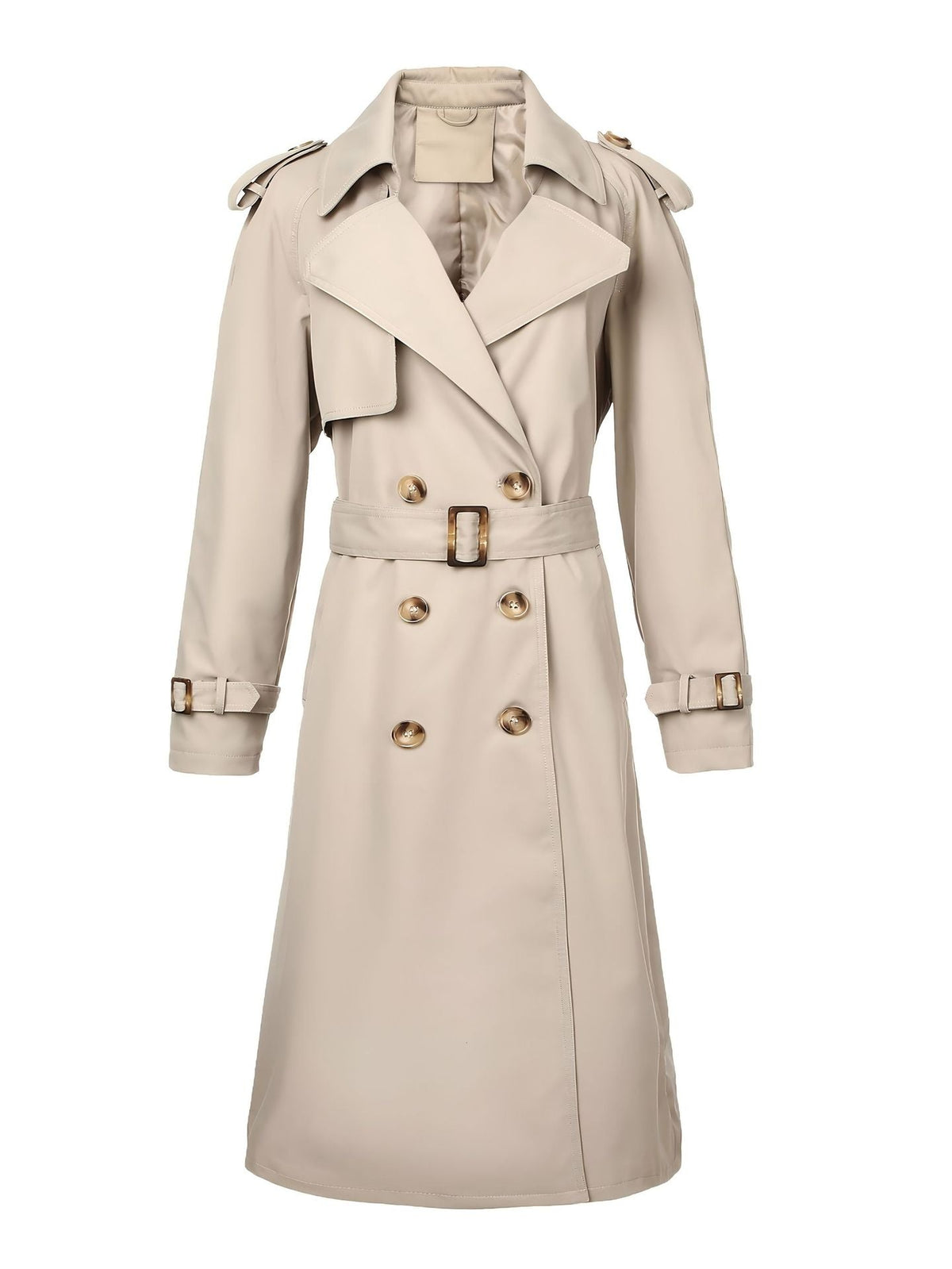 Plus-Size Double-Breasted Trench Coat(MS555) - Mariam's Collection
