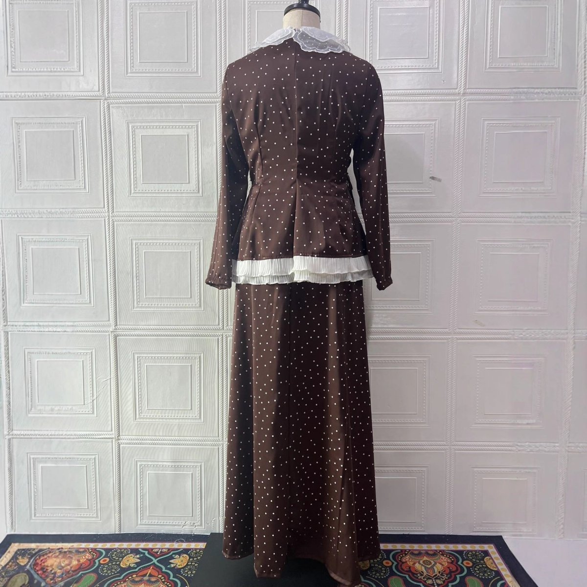 Polka Dot Blazer & Skirt Set | Lace Trim Two - Piece Outfit(MS248) - Mariam's Collection