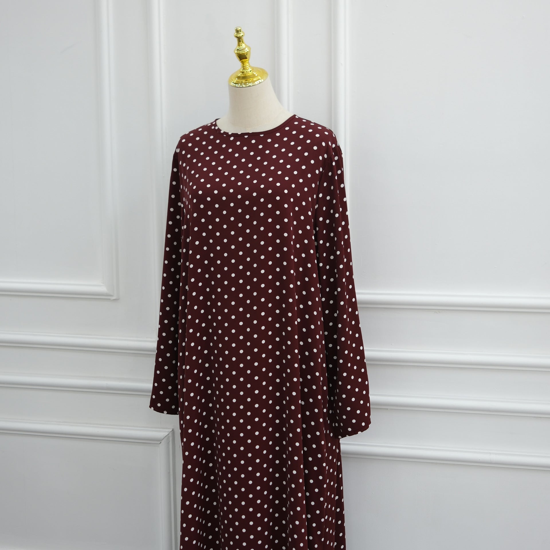 Polka Dot Flared Sleeve Abaya Maxi Dress(MA464) - Mariam's Collection