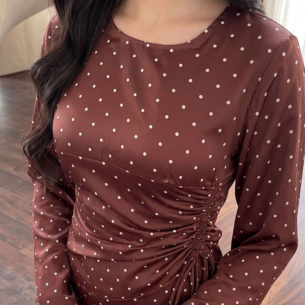 Polka Dot Flared Sleeve Maxi Dress(MS503) - Mariam's Collection
