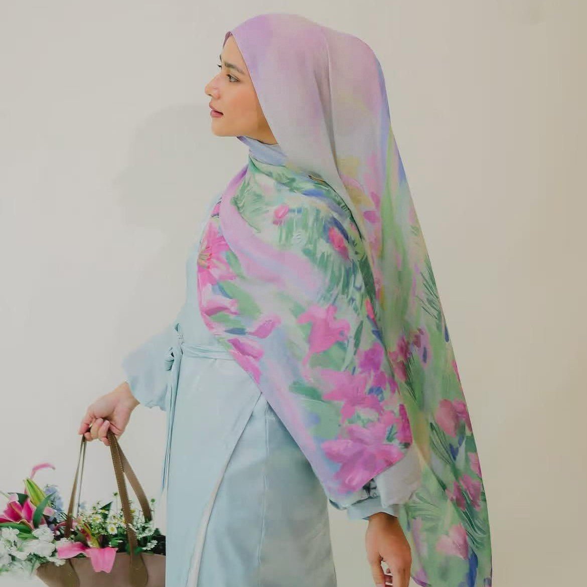 Poly - Cotton Printed Hijab Scarf(MH214) - Mariam's Collection
