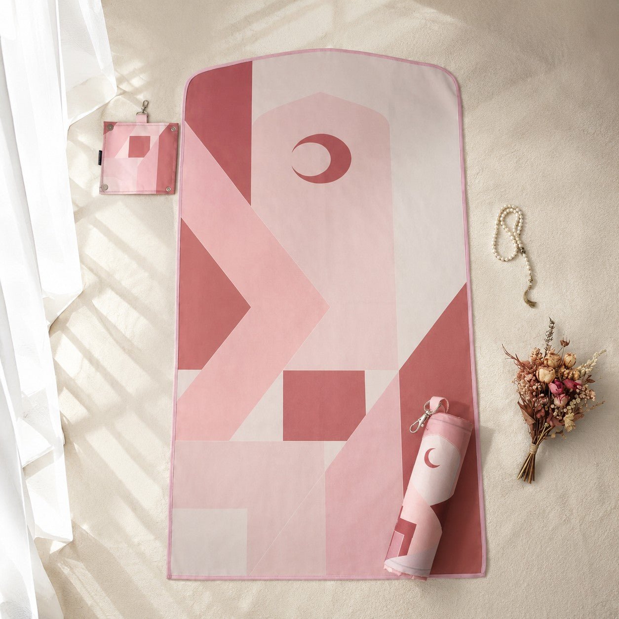 Portable Foldable Prayer Mat with Keychain Clip(MR091)