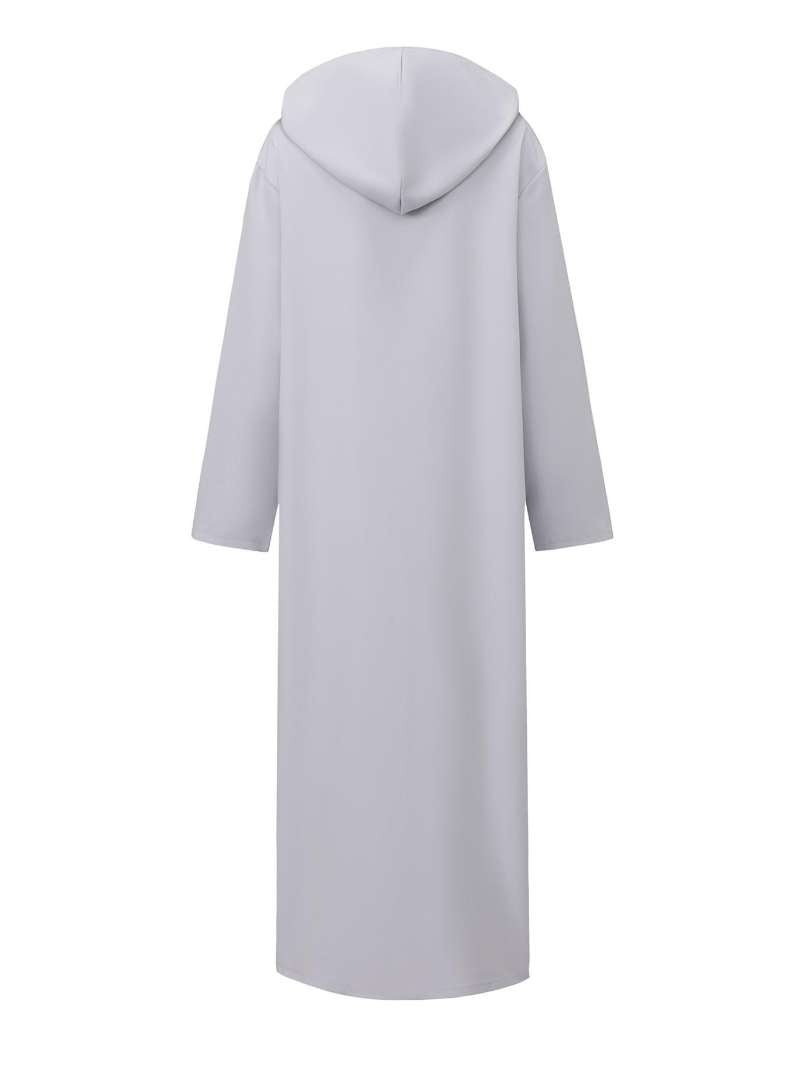 Premium Black Hooded Long Modest Muslim Robe Thobe for Men (MT029) - Mariam's Collection