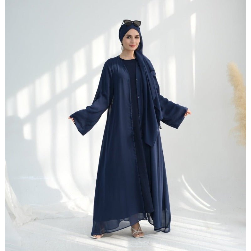 Premium Chiffon 3 - Piece Set Abaya(MOA231) - Mariam's Collection