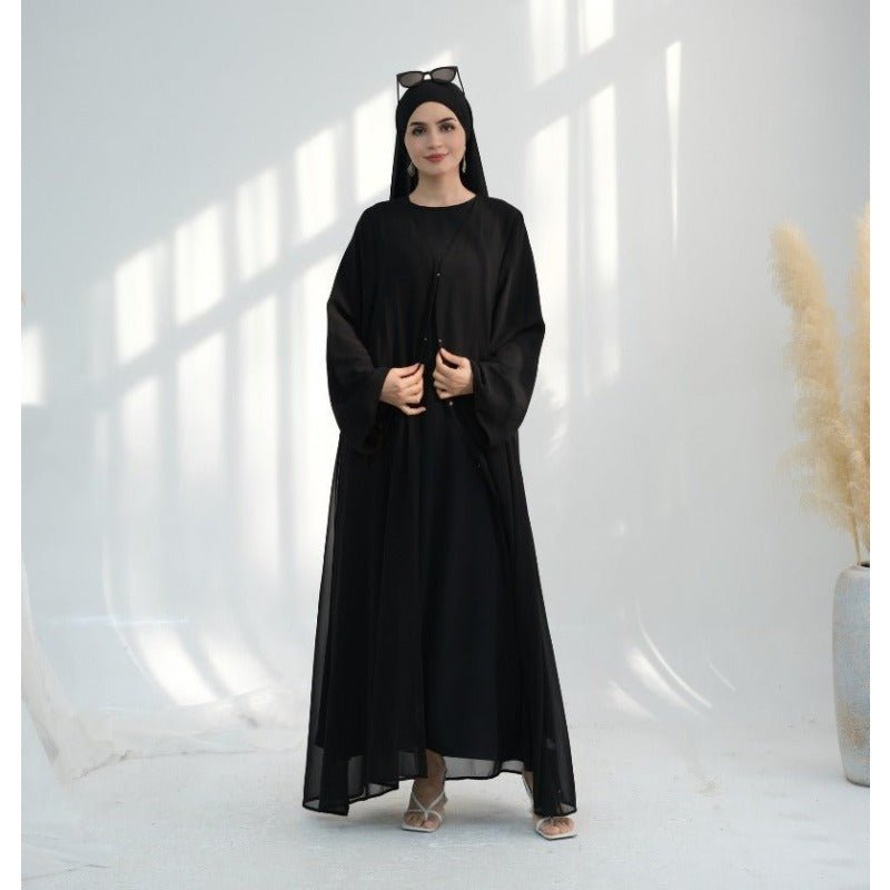Premium Chiffon 3 - Piece Set Abaya(MOA231) - Mariam's Collection