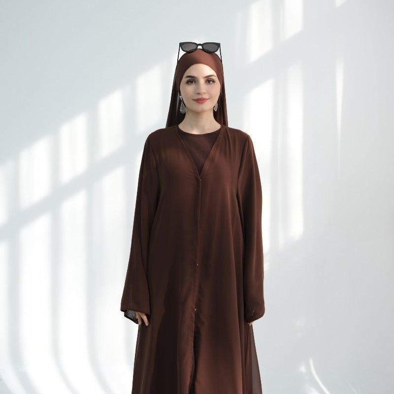 Premium Chiffon 3 - Piece Set Abaya(MOA231) - Mariam's Collection