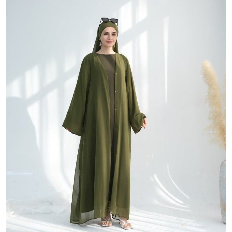 Premium Chiffon 3 - Piece Set Abaya(MOA231) - Mariam's Collection