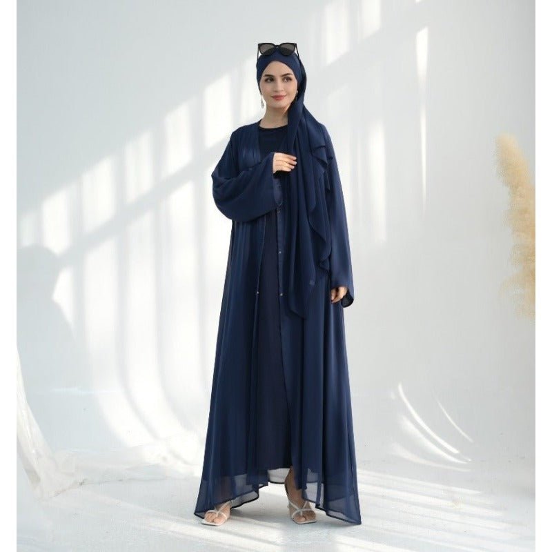 Premium Chiffon 3 - Piece Set Abaya(MOA231) - Mariam's Collection