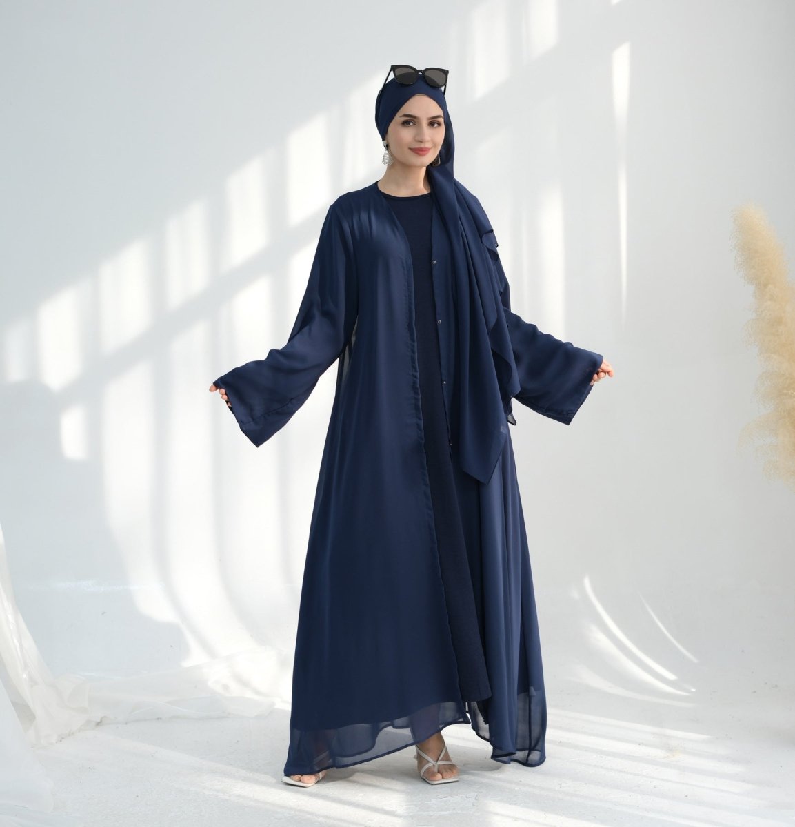 Premium Chiffon 3 - Piece Set Abaya(MOA231) - Mariam's Collection