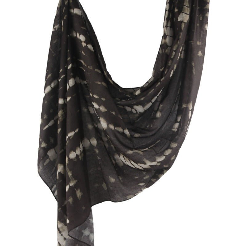 Premium Cotton Blend Ink Print Hijab | 180x80cm Artistic Long Scarf(MH149) - Mariam's Collection