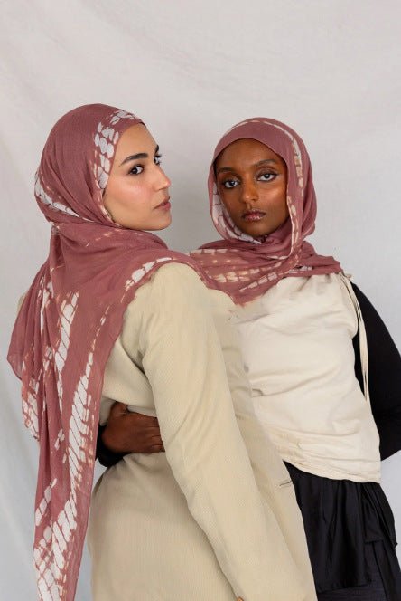 Premium Cotton Blend Ink Print Hijab | 180x80cm Artistic Long Scarf(MH