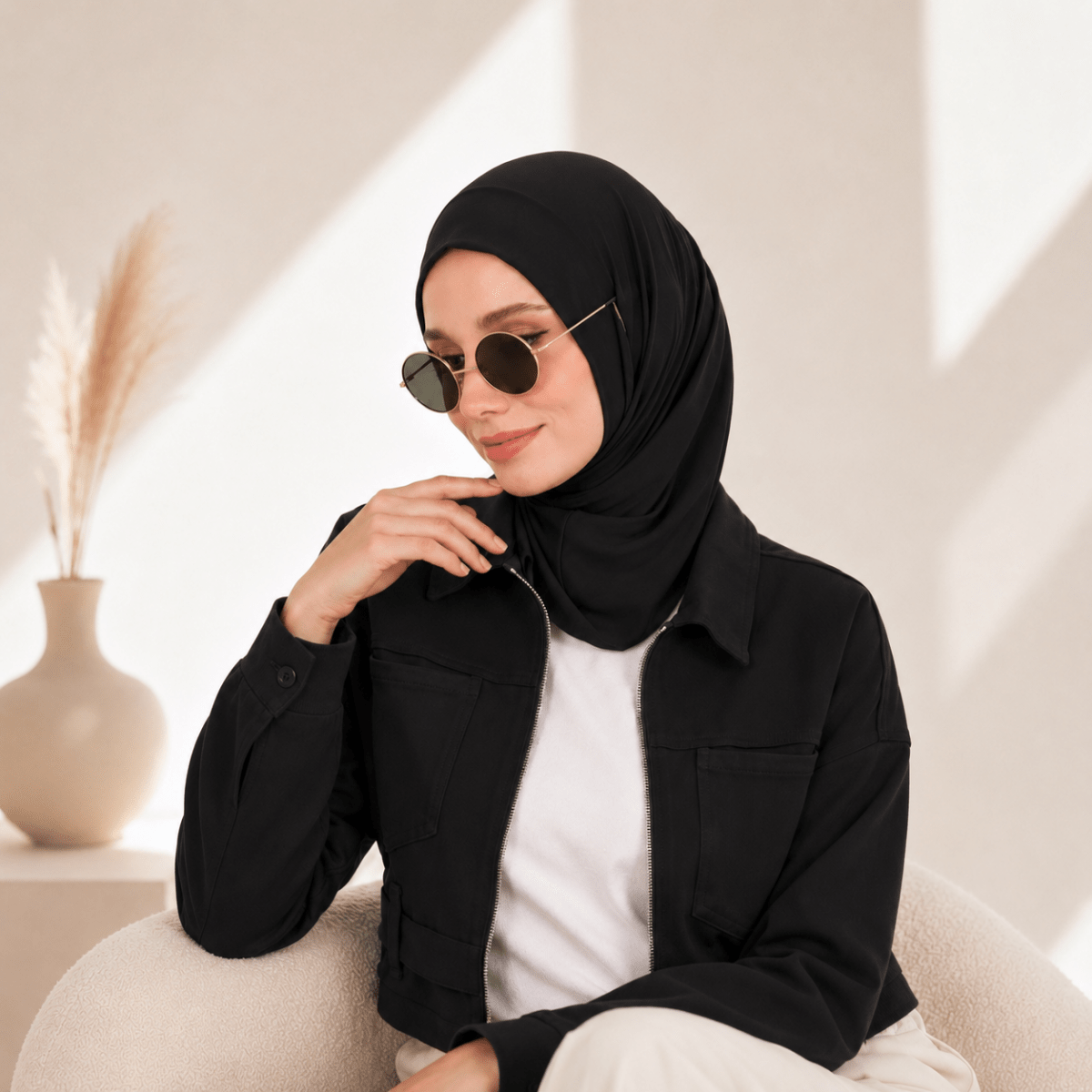 Premium Cotton Modal Hijab Undercap — Tie-Strap & Sports Friendly (MH223) - Mariam's Collection