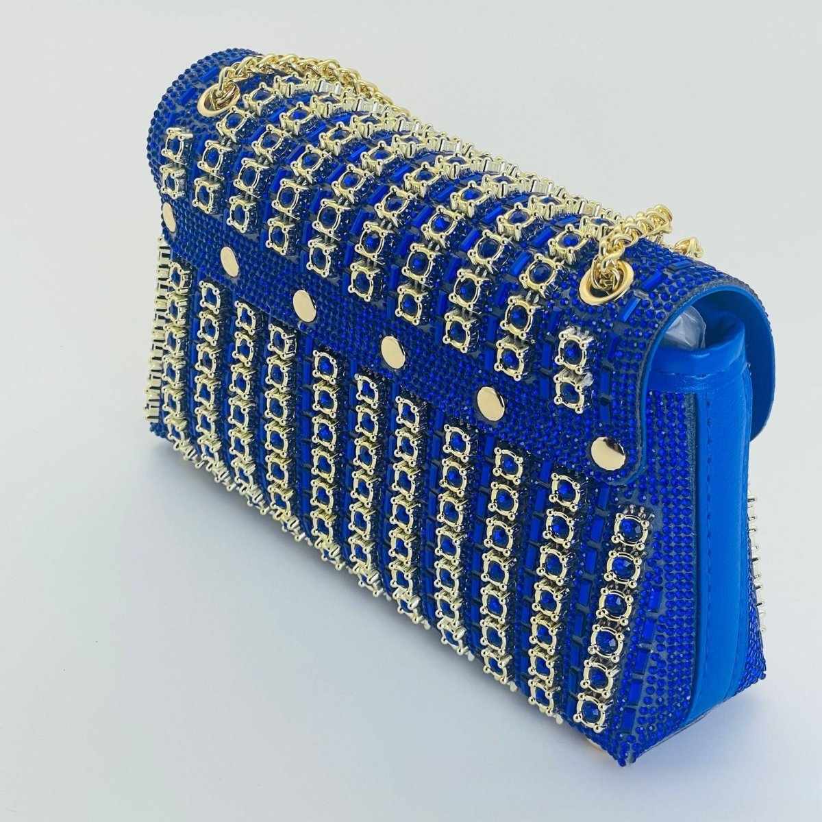 Pink jewelled sparkle clutch bag detail