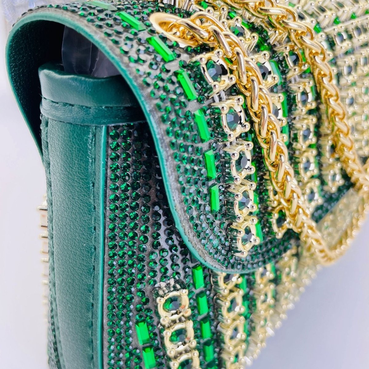 Compact crystal clutch bag size reference