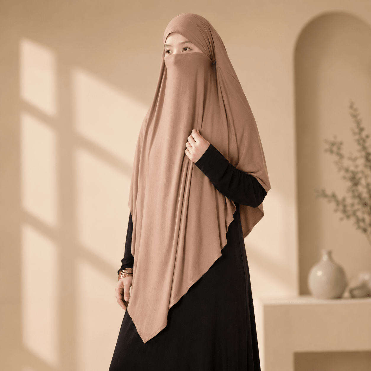Premium Lenzing™ Modal Khimar with Integrated Face Veil (MK029) - Mariam's Collection