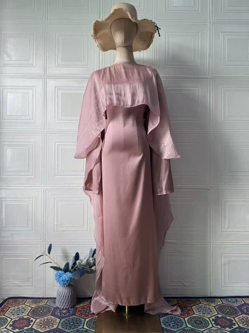Premium Modest Luxury Organza Cape A - Line Maxi Dress Abaya(MA300) - Mariam's Collection