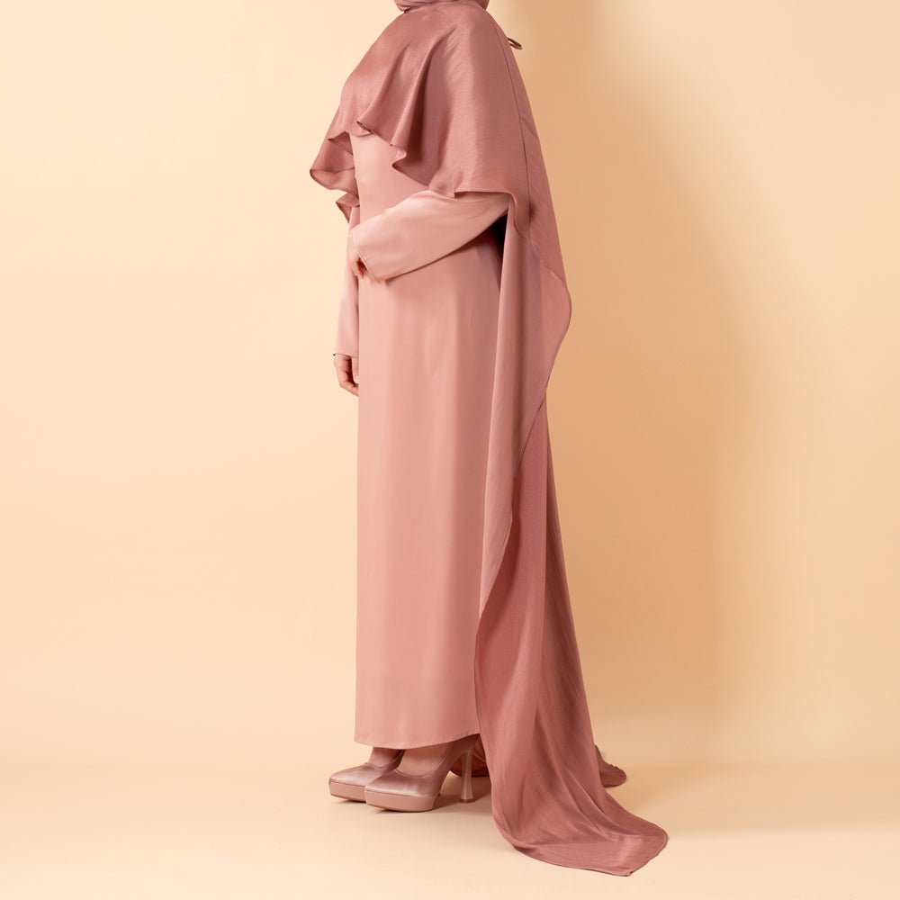 Premium Modest Luxury Organza Cape A - Line Maxi Dress Abaya(MA300) - Mariam's Collection