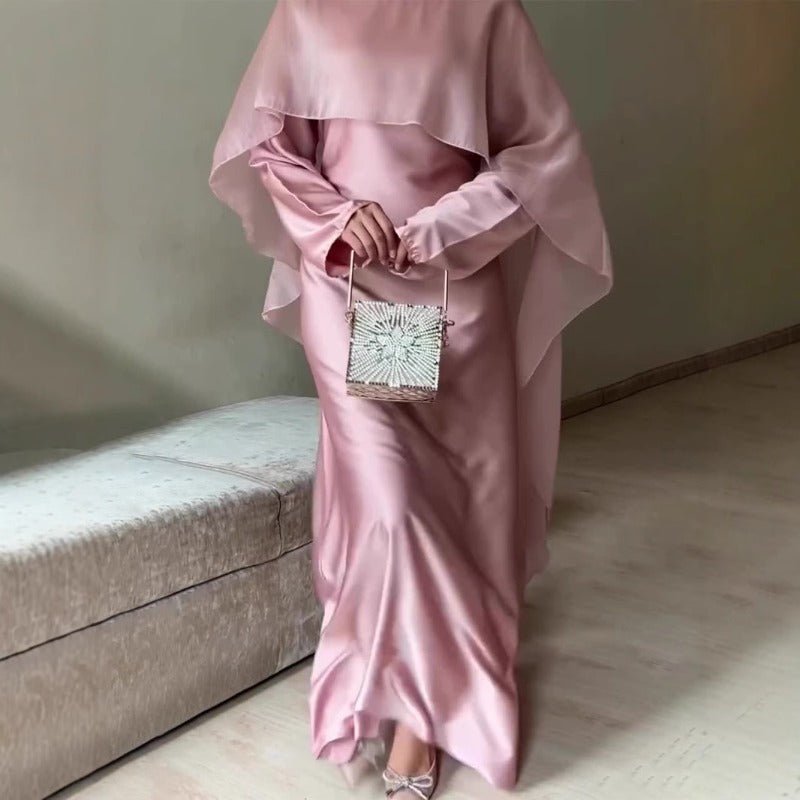Premium Modest Luxury Organza Cape A - Line Maxi Dress Abaya(MA300) - Mariam's Collection