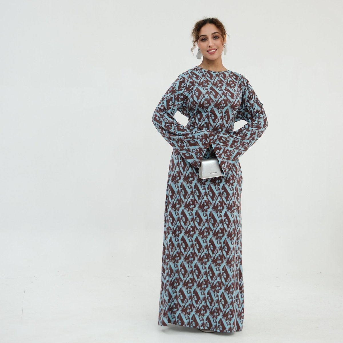 Print Stretch Maxi Dress(MS429) - Mariam's Collection