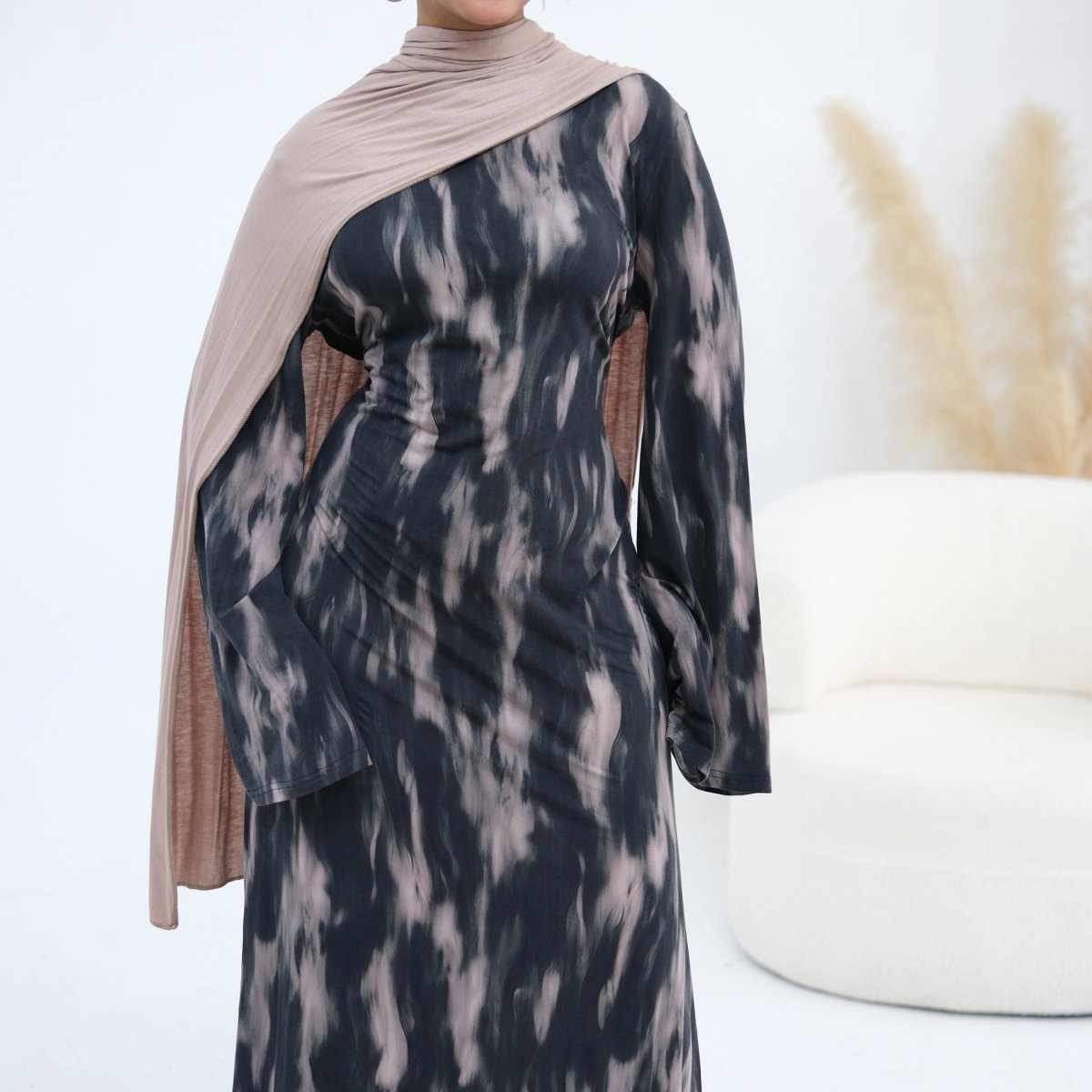 Print Stretch Maxi Dress(MS429) - Mariam's Collection