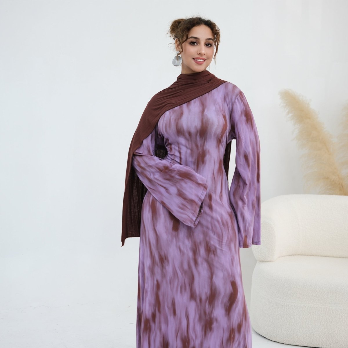 Print Stretch Maxi Dress(MS429) - Mariam's Collection