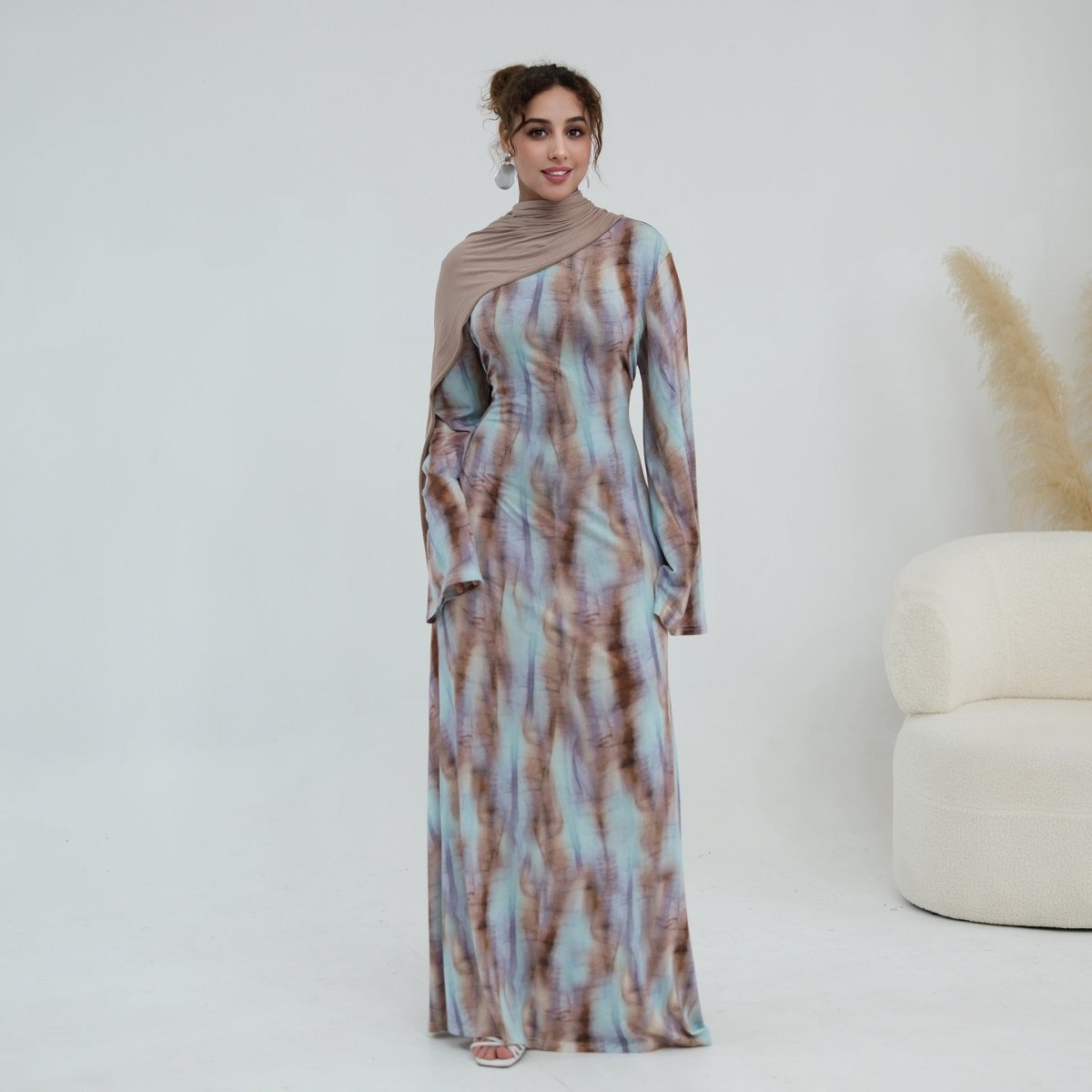Print Stretch Maxi Dress(MS429) - Mariam's Collection