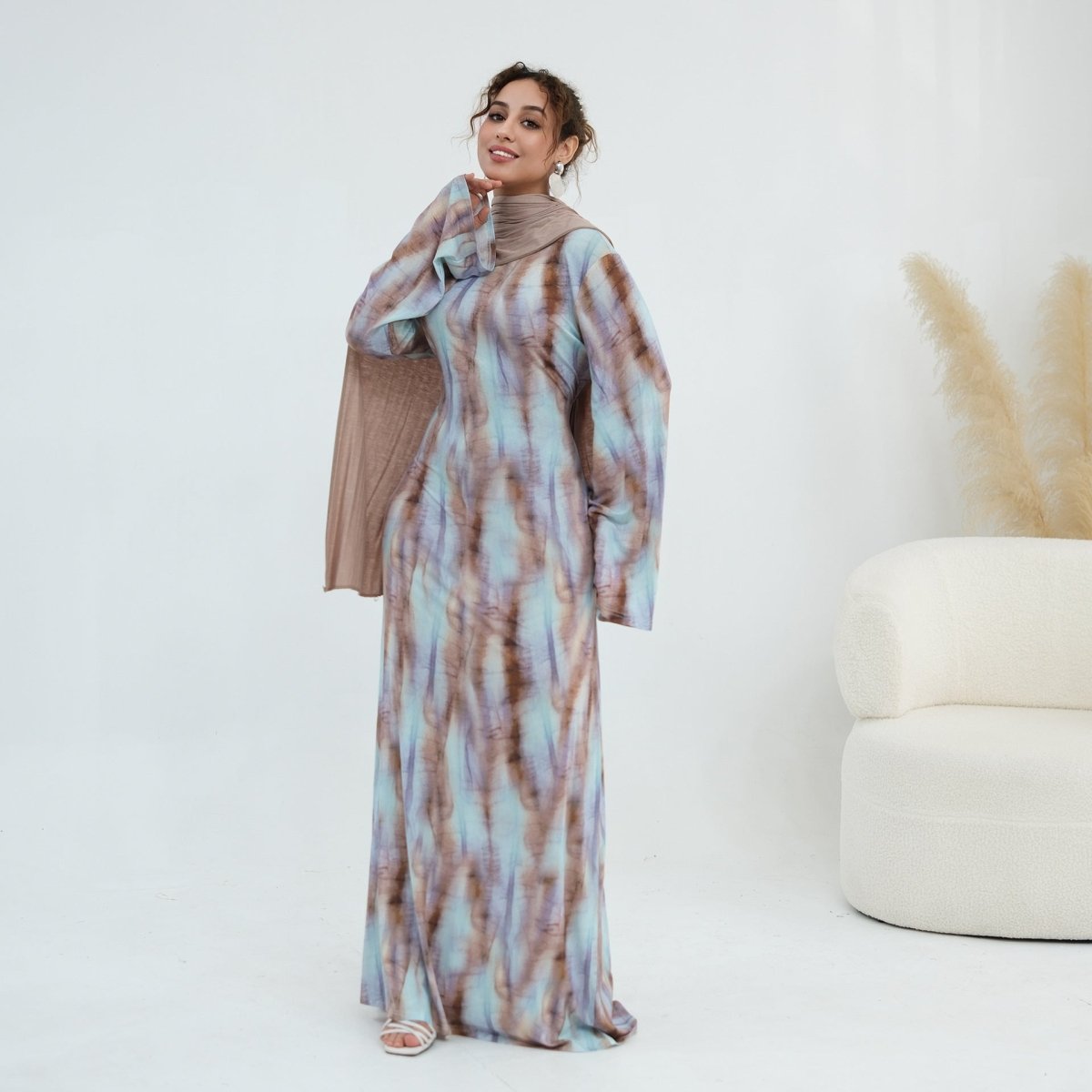 Print Stretch Maxi Dress(MS429) - Mariam's Collection