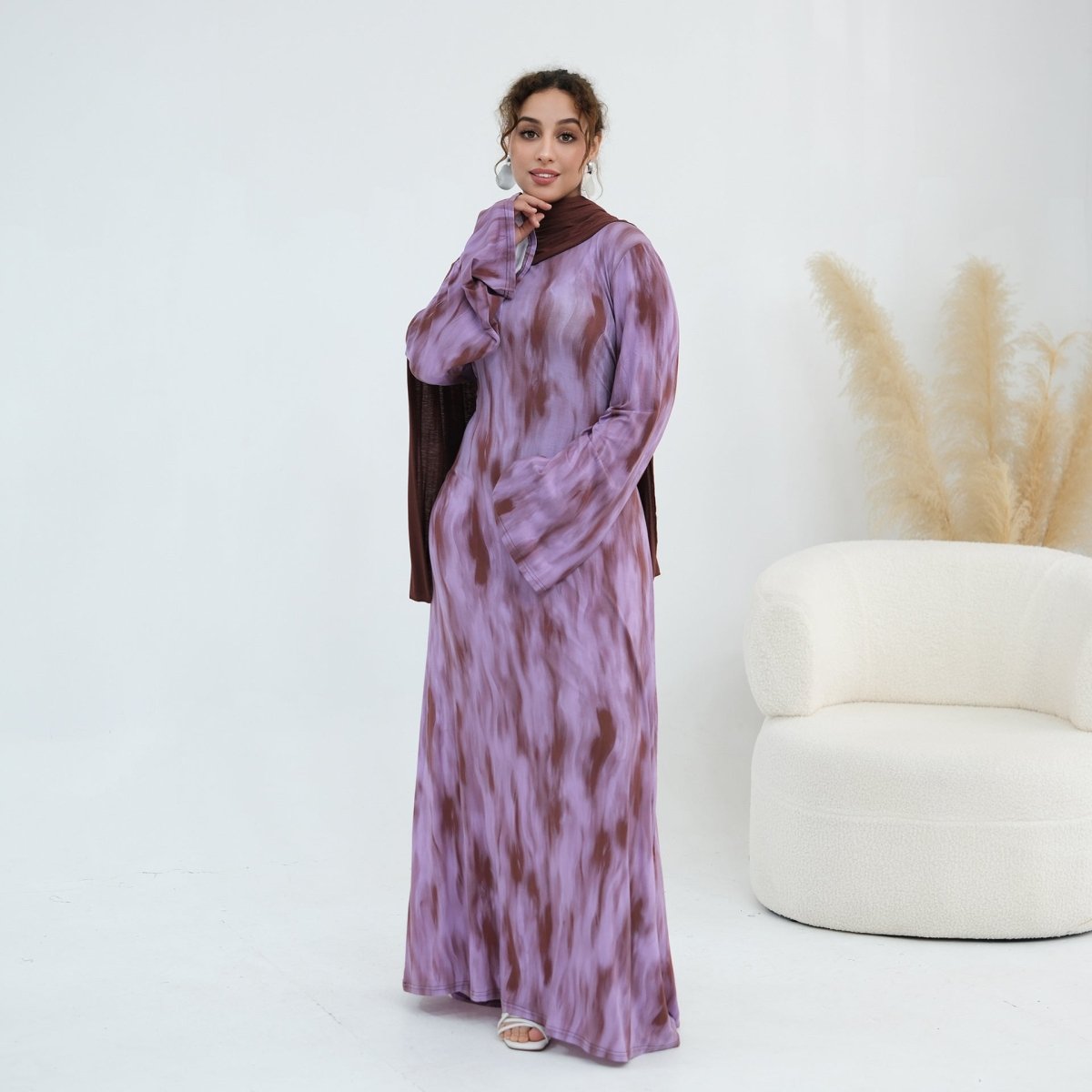 Print Stretch Maxi Dress(MS429) - Mariam's Collection