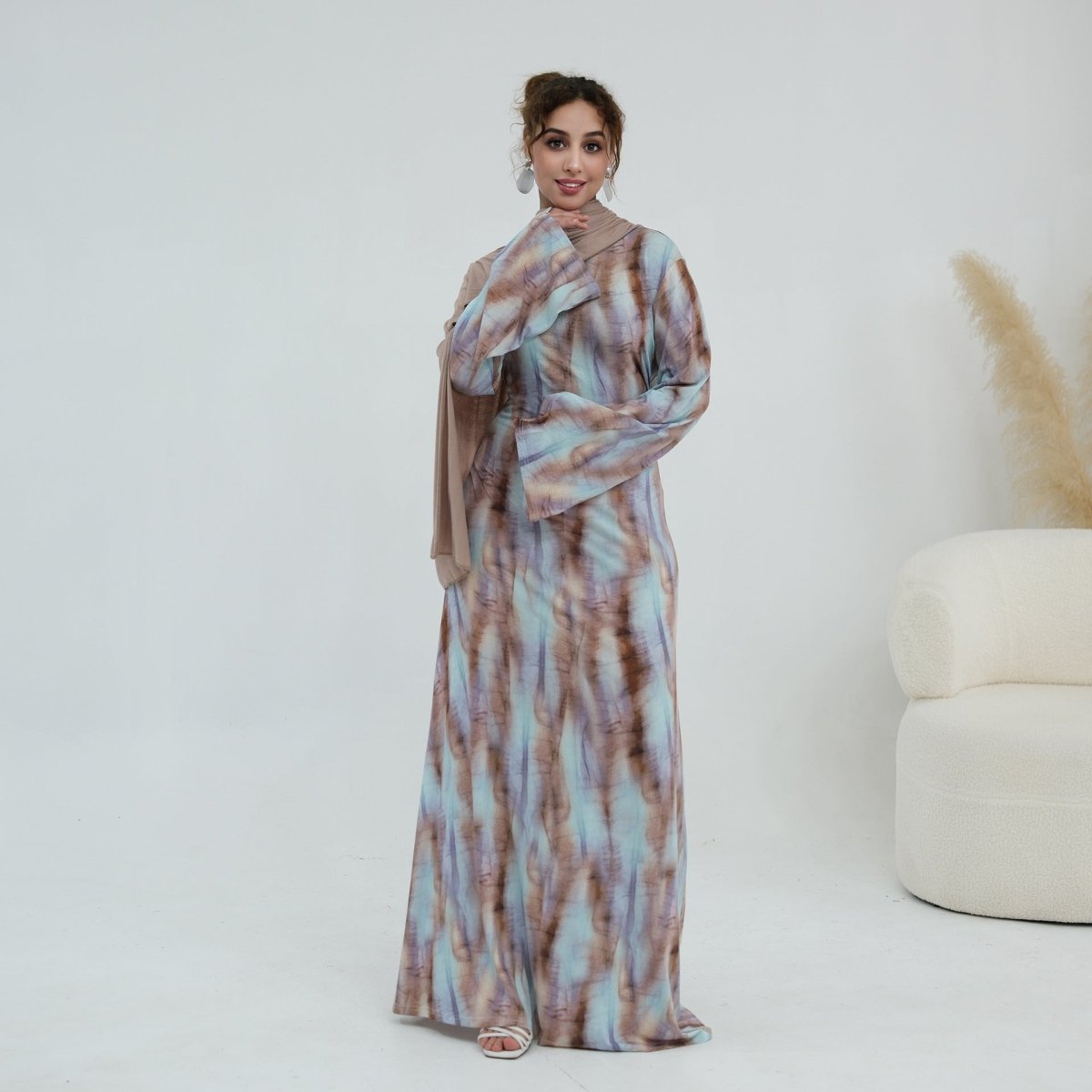 Print Stretch Maxi Dress(MS429) - Mariam's Collection
