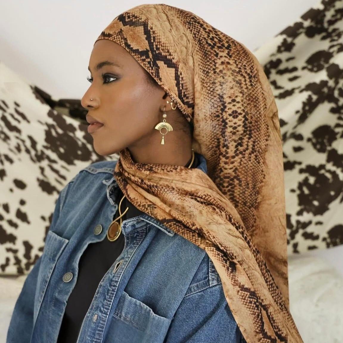 Printed Cotton Hijab Scarf | Soft Breathable Long Headscarf(MH201) - Mariam's Collection