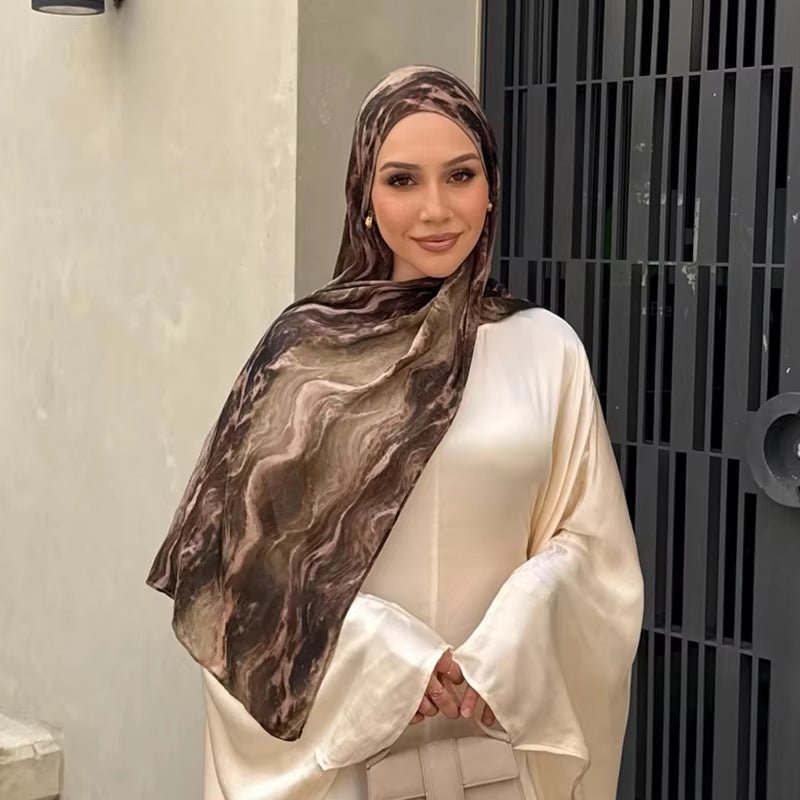 Printed Cotton Hijab Scarf | Soft Breathable Long Headscarf(MH201) - Mariam's Collection