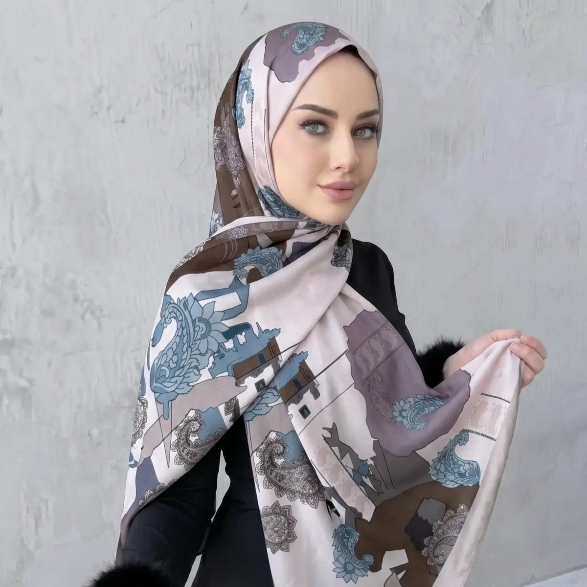 Printed Hijab Scarf(MH239) - Mariam's Collection