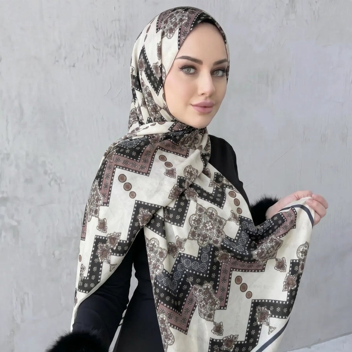 Printed Hijab Scarf(MH239) - Mariam's Collection
