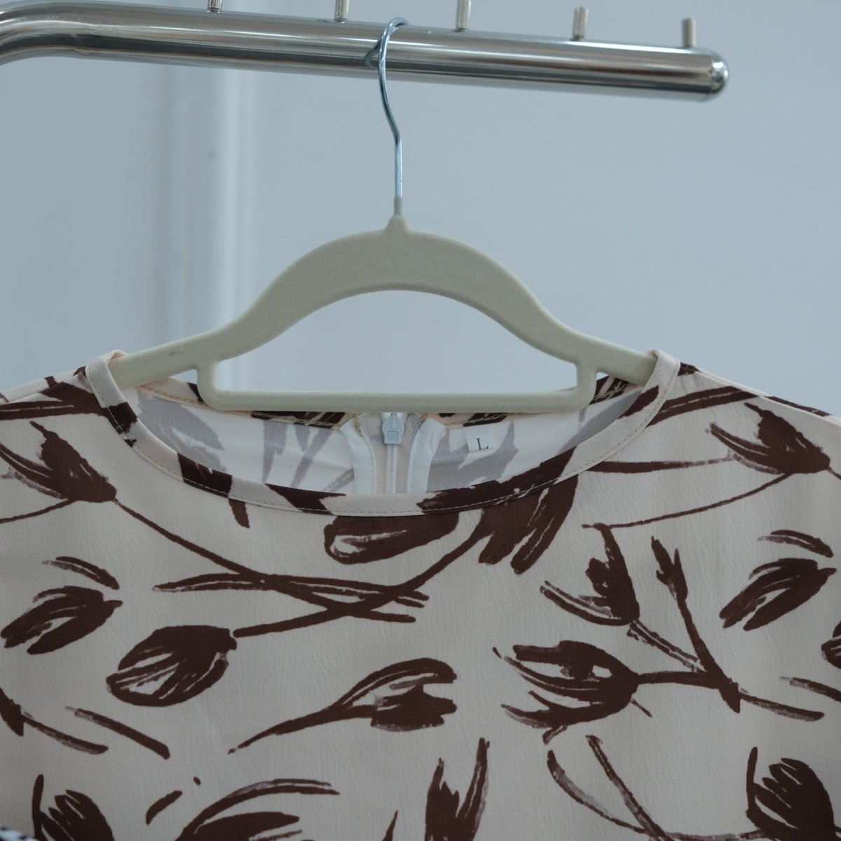 Printed Washed-Crinkle Bell Sleeve Maxi Dress(MS474) - Mariam's Collection