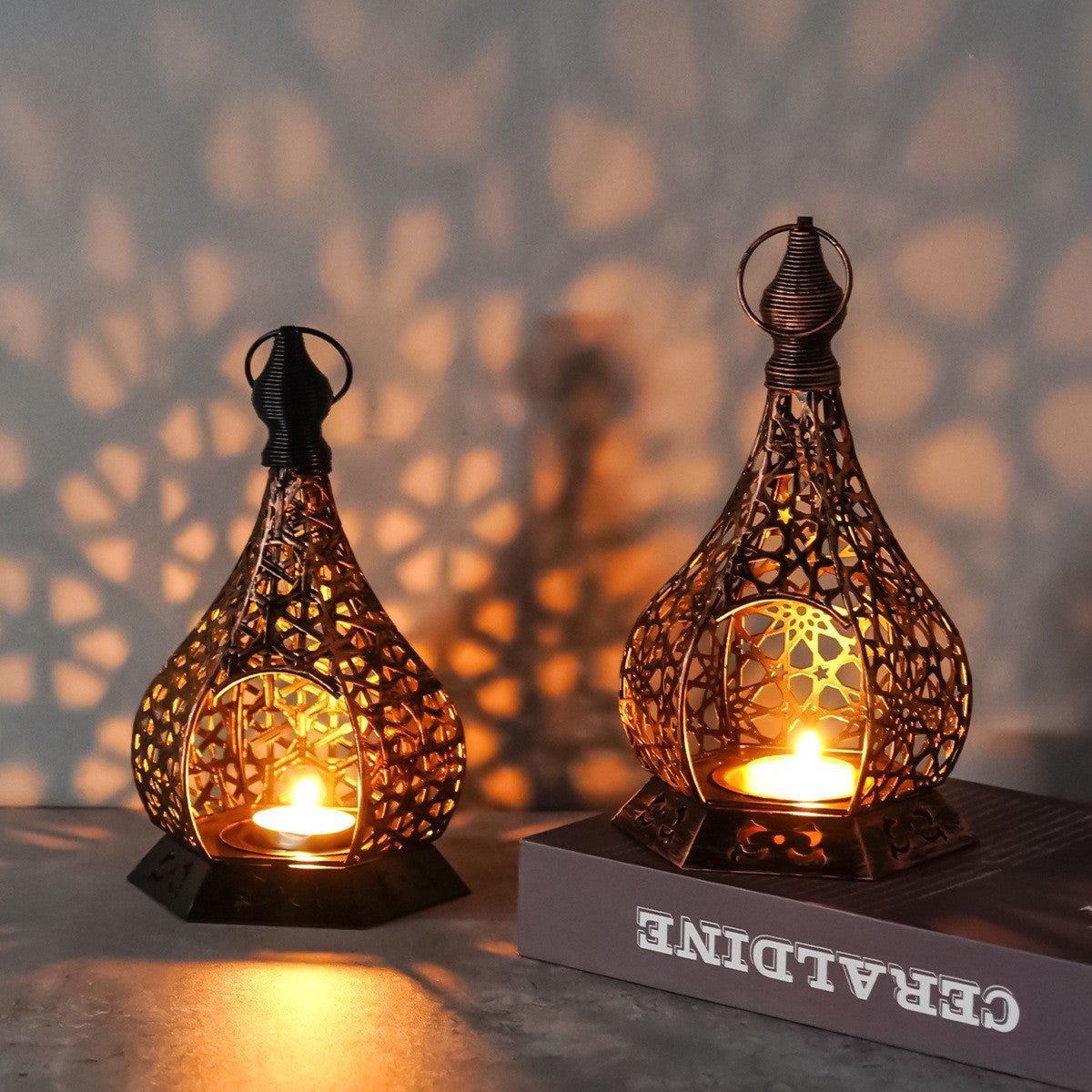 Ramadan Decoration Openwork Iron Candle Holder (MR072) - Mariam's Collection