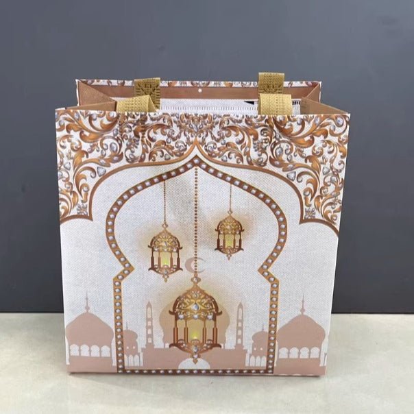 Ramadan Eid Mubarak Handheld Gift Bag Set | Islamic Printed Non - Woven Tote Bags (MAC389) - Mariam's Collection