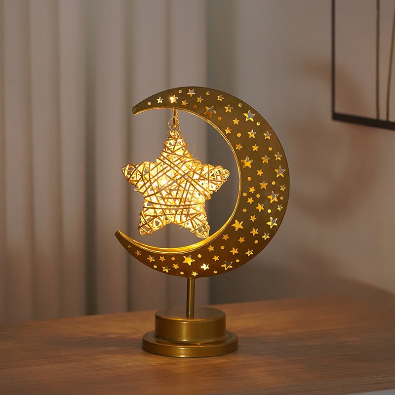 Ramadan Iron Star & Crescent Lamp Festive Candle Holder Decor (MAC399) - Mariam's Collection