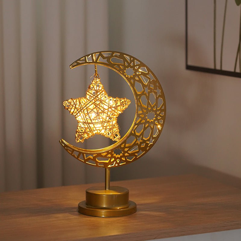 Ramadan Iron Star & Crescent Lamp Festive Candle Holder Decor (MAC399) - Mariam's Collection