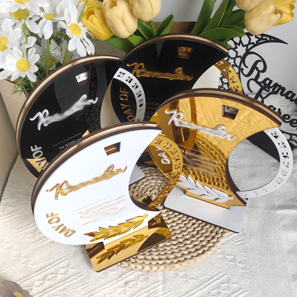 Ramadan Rotating Countdown Wooden Tabletop Decor (MAC378) - Mariam's Collection