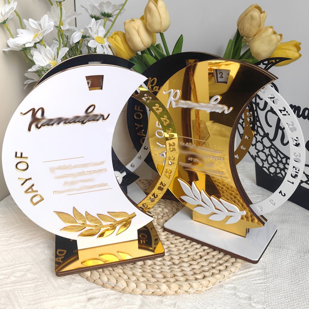 Ramadan Rotating Countdown Wooden Tabletop Decor (MAC378) - Mariam's Collection