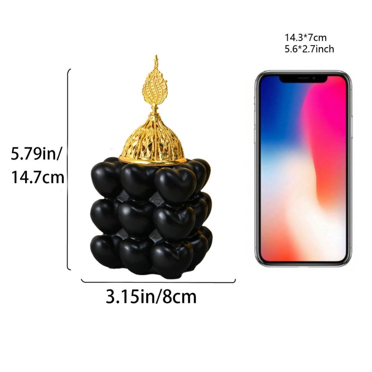 Resin Decorative Heart - Shaped Cube Incense Burner (MAC401) - Mariam's Collection