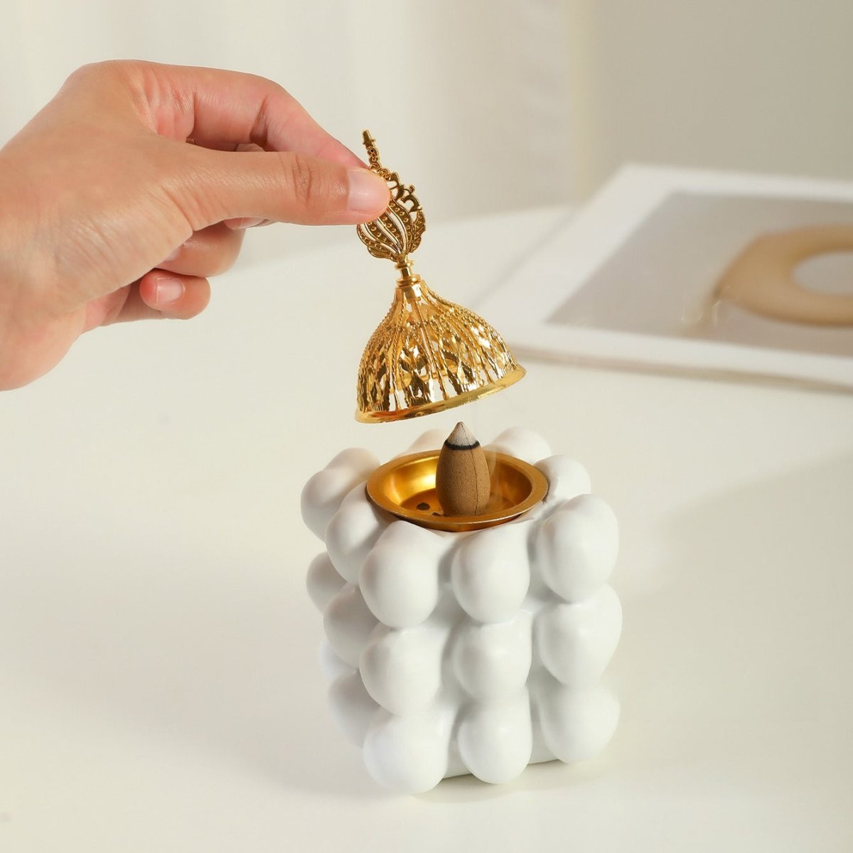 Resin Decorative Heart - Shaped Cube Incense Burner (MAC401) - Mariam's Collection