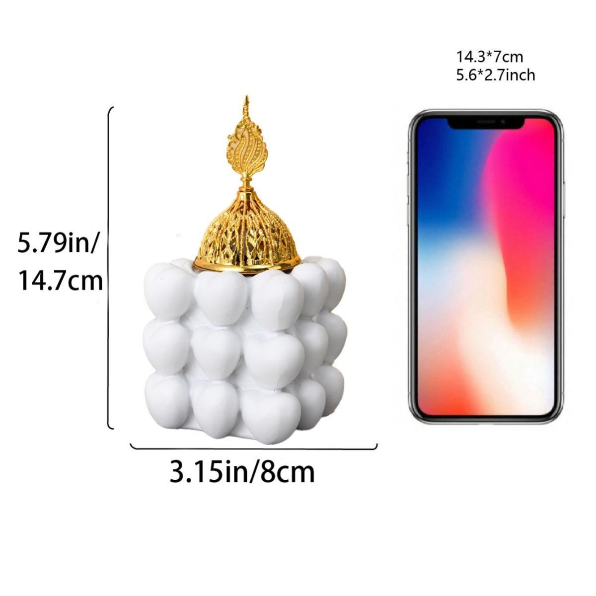 Resin Decorative Heart - Shaped Cube Incense Burner (MAC401) - Mariam's Collection