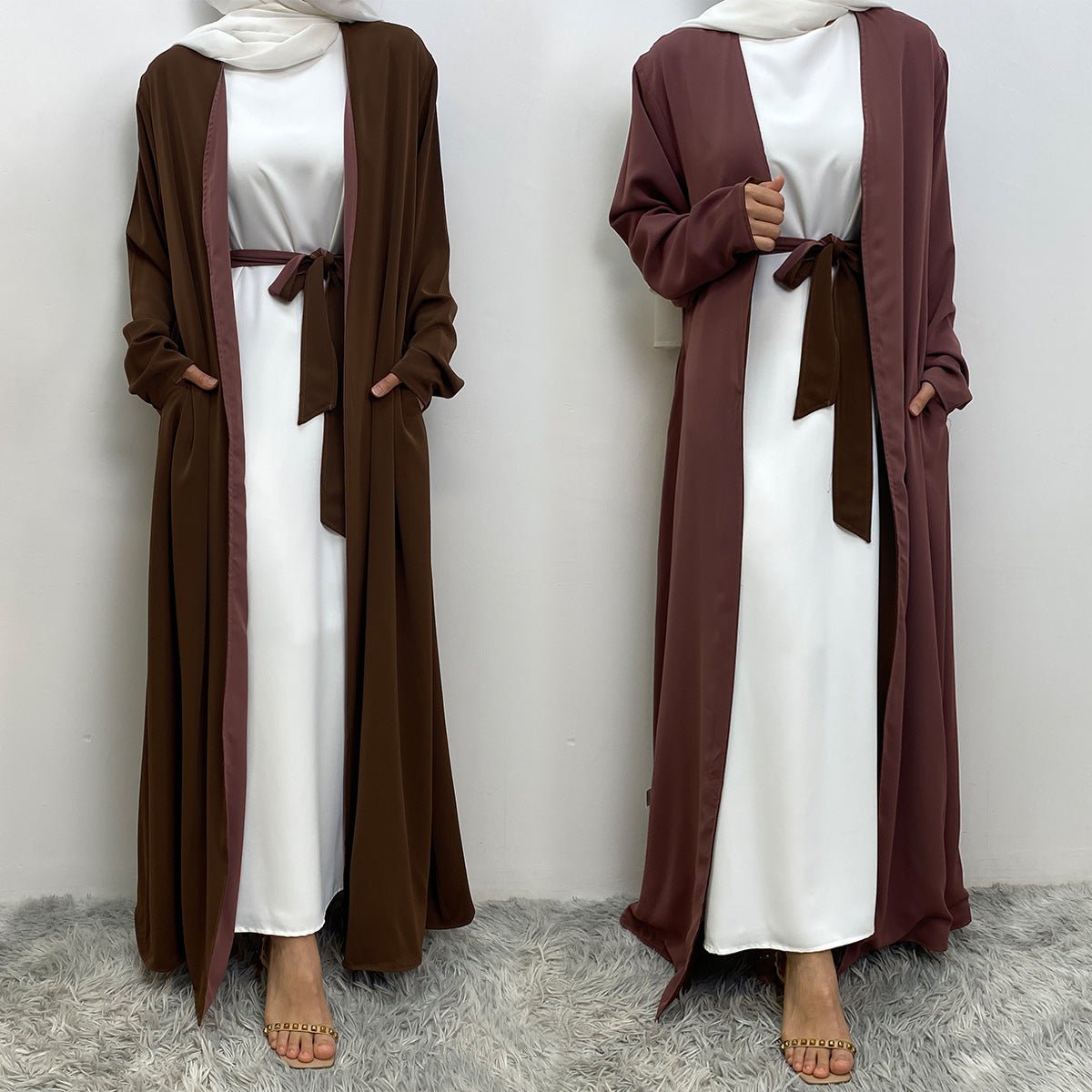 Reversible Open Abaya with Pockets (MOA110) - Mariam's Collection